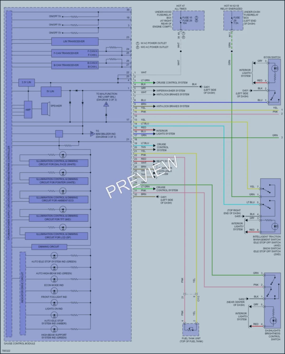 2022 Honda Ridgeline Instrument Cluster wiring diagram preview