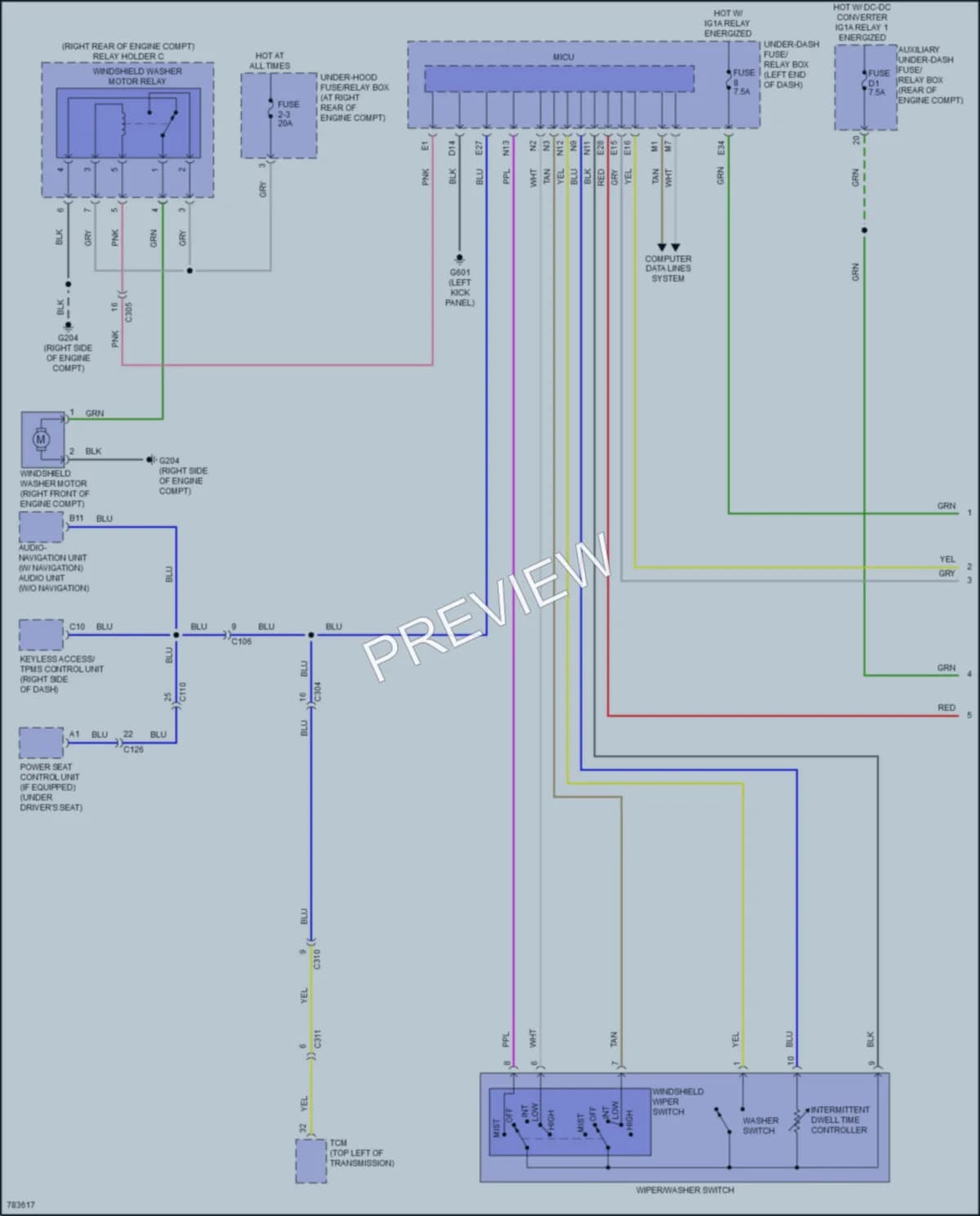2022 Honda Ridgeline Wiper Washer wiring diagram preview