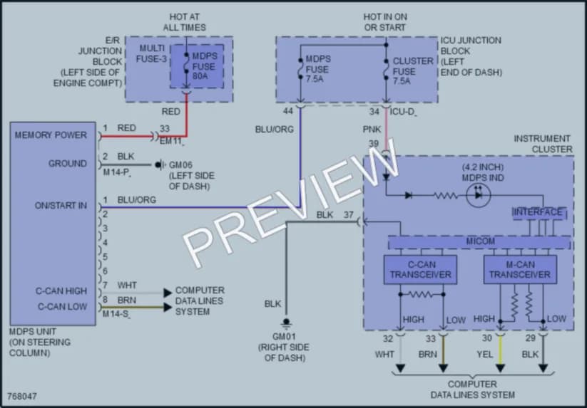 2022 Hyundai Elantra Electronic Power Steering wiring diagram preview