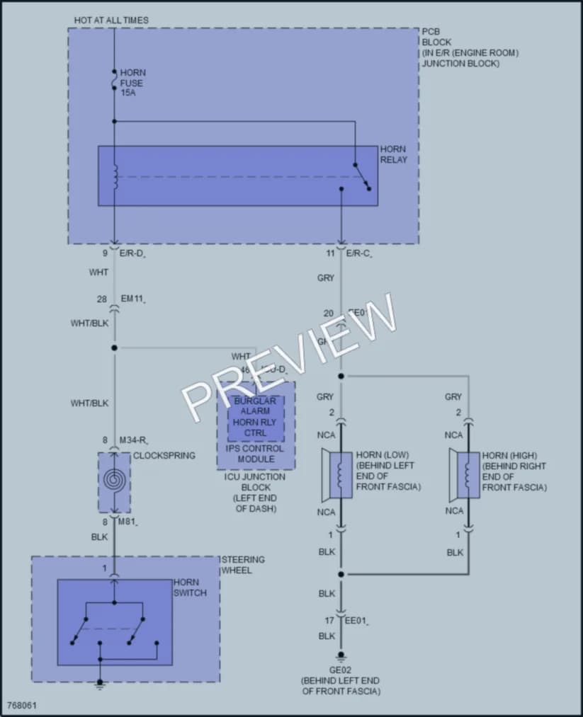 2022 Hyundai ElantraHybrid Horn wiring diagram preview
