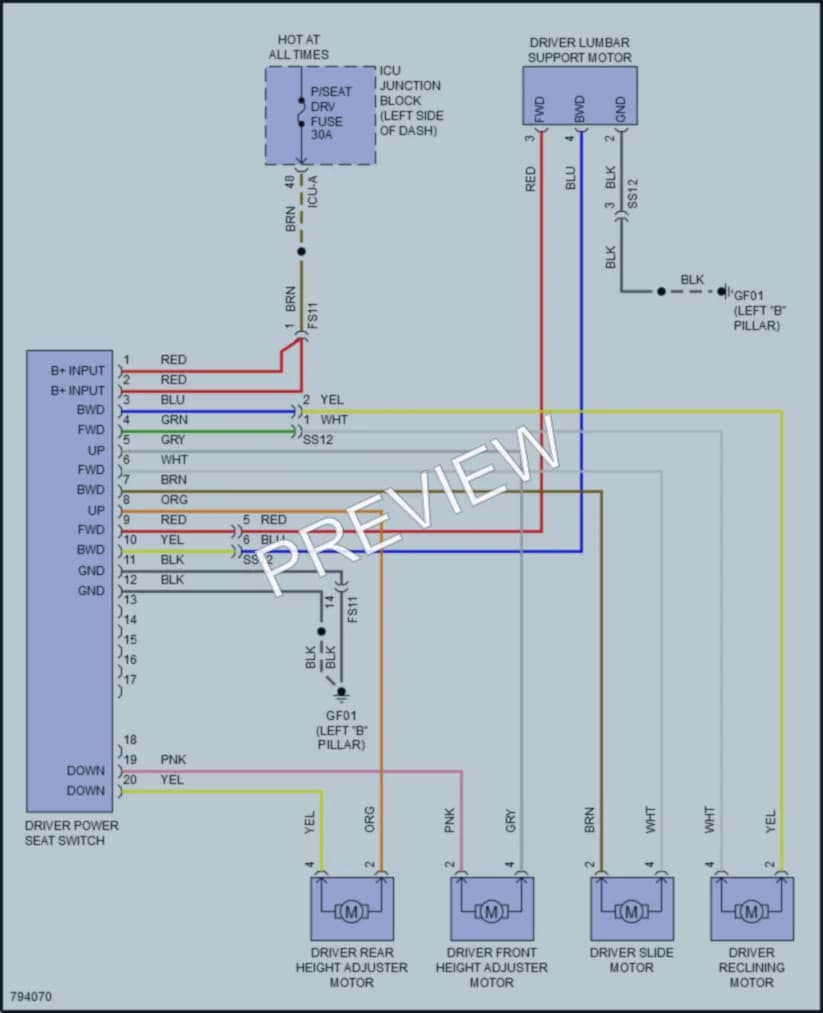 2022 Hyundai Ioniq5 Power Seats wiring diagram preview