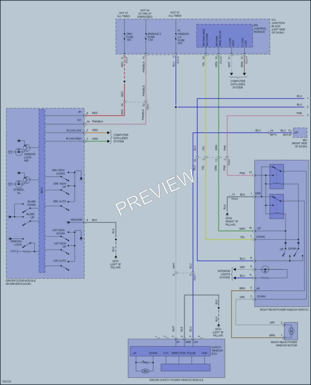 2022 Hyundai Ioniq5 Power Windows wiring diagram preview