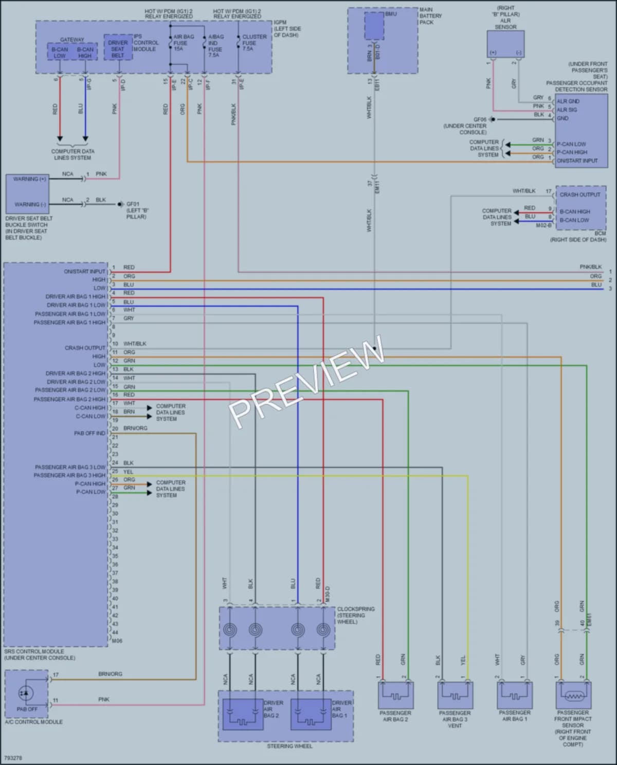 2022 Hyundai KonaElectric Supplemental Restraints wiring diagram preview
