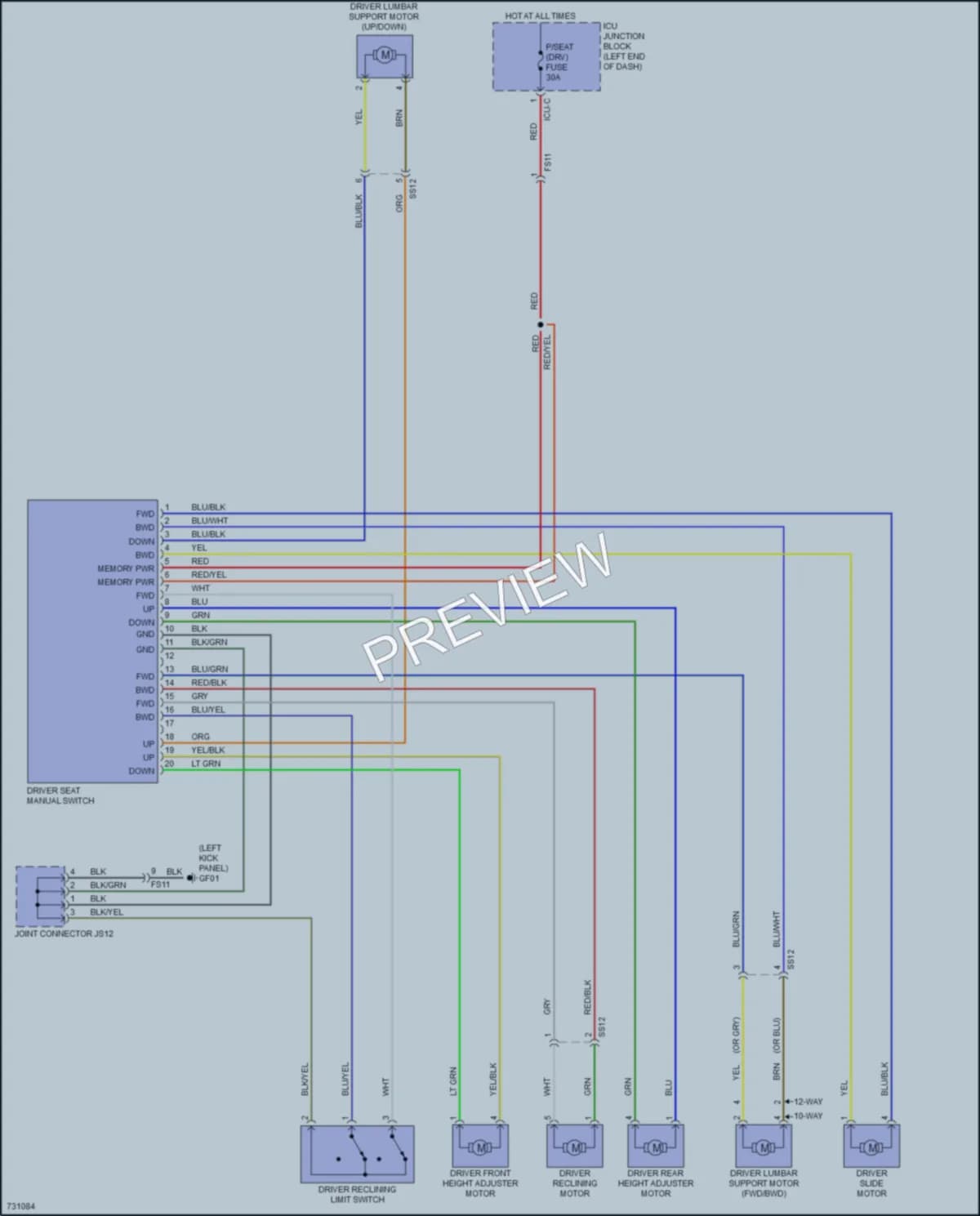 2022 Hyundai Palisade Power Seats wiring diagram preview