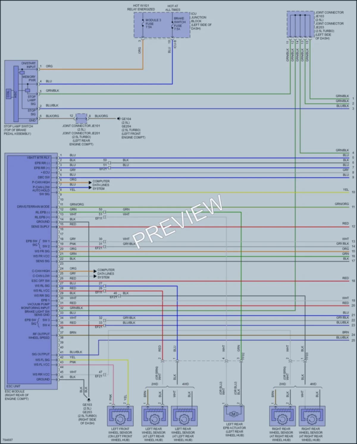 2022 Hyundai SantaCruz Anti Lock Brakes wiring diagram preview