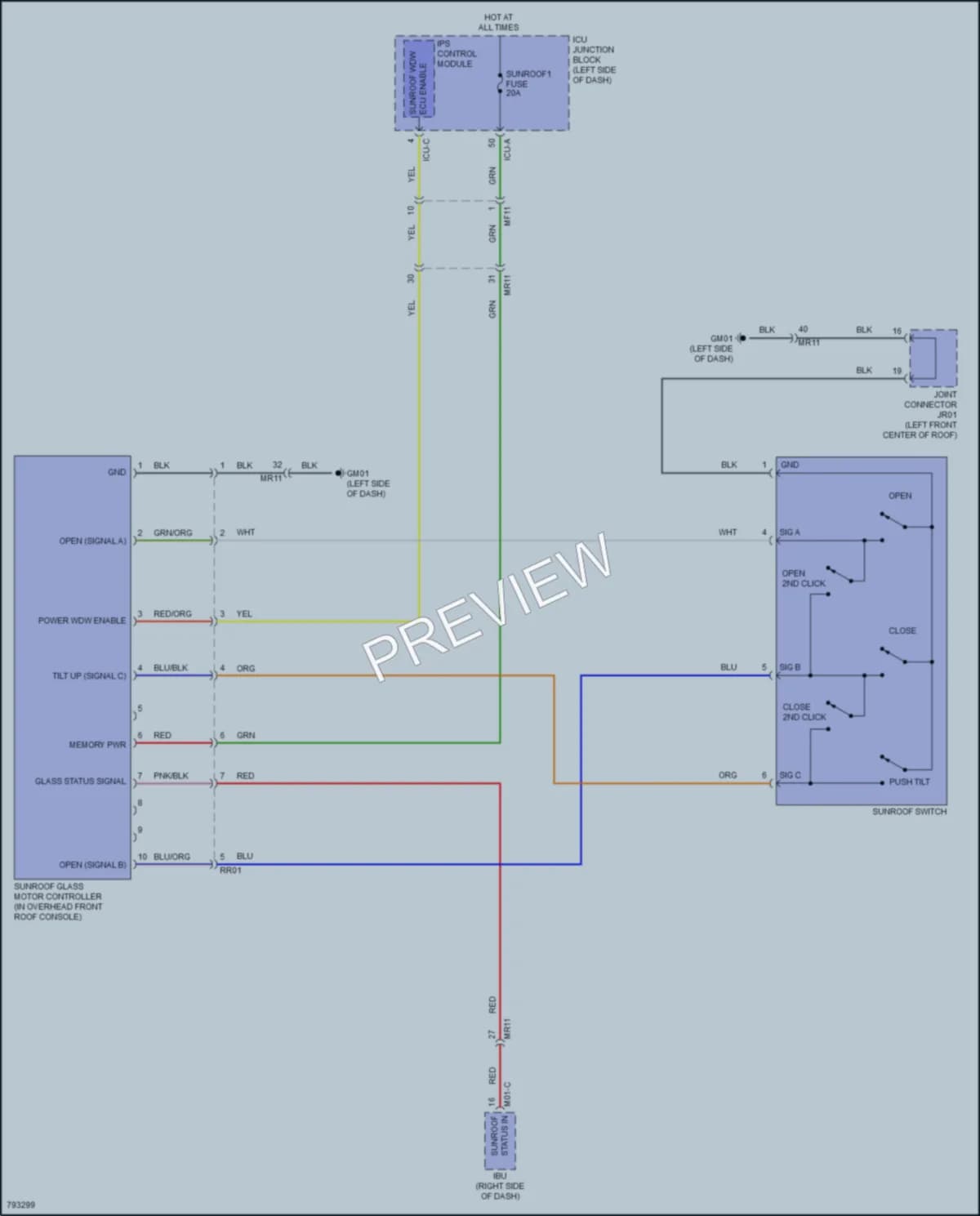 2022 Hyundai SantaCruz Power Top Sunroof wiring diagram preview