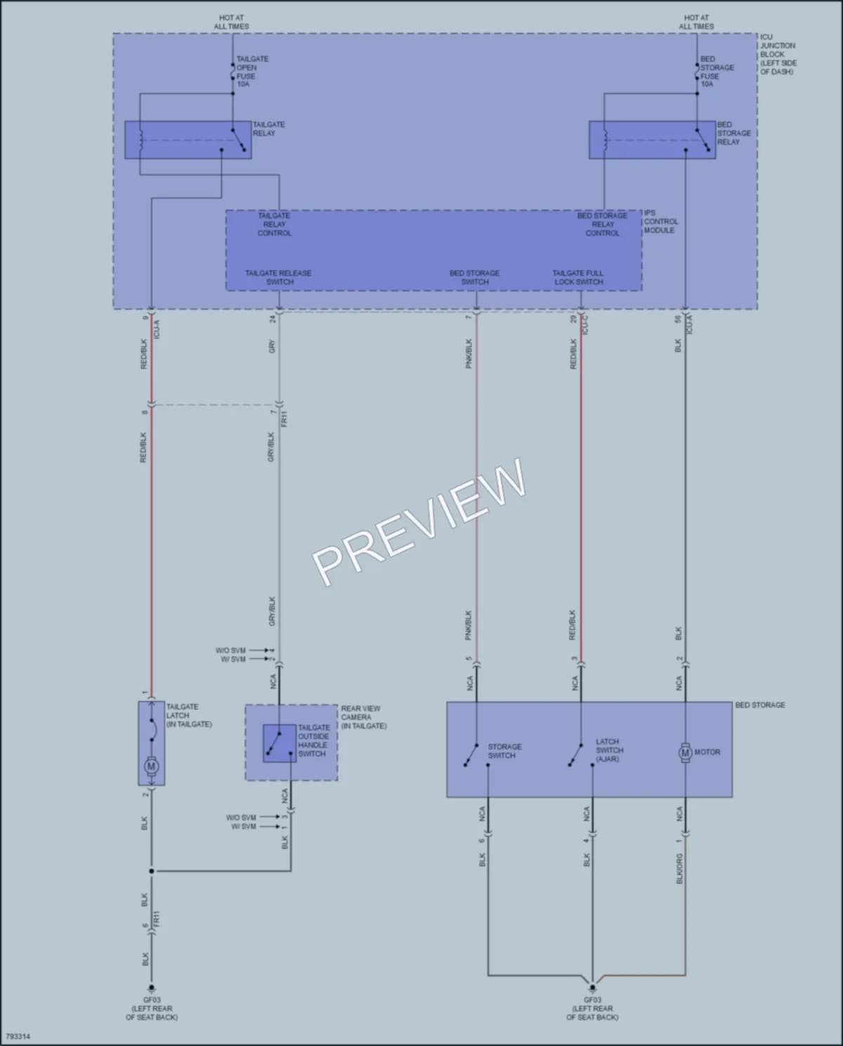 2022 Hyundai SantaCruz Trunk Tailgate Fuel Door wiring diagram preview