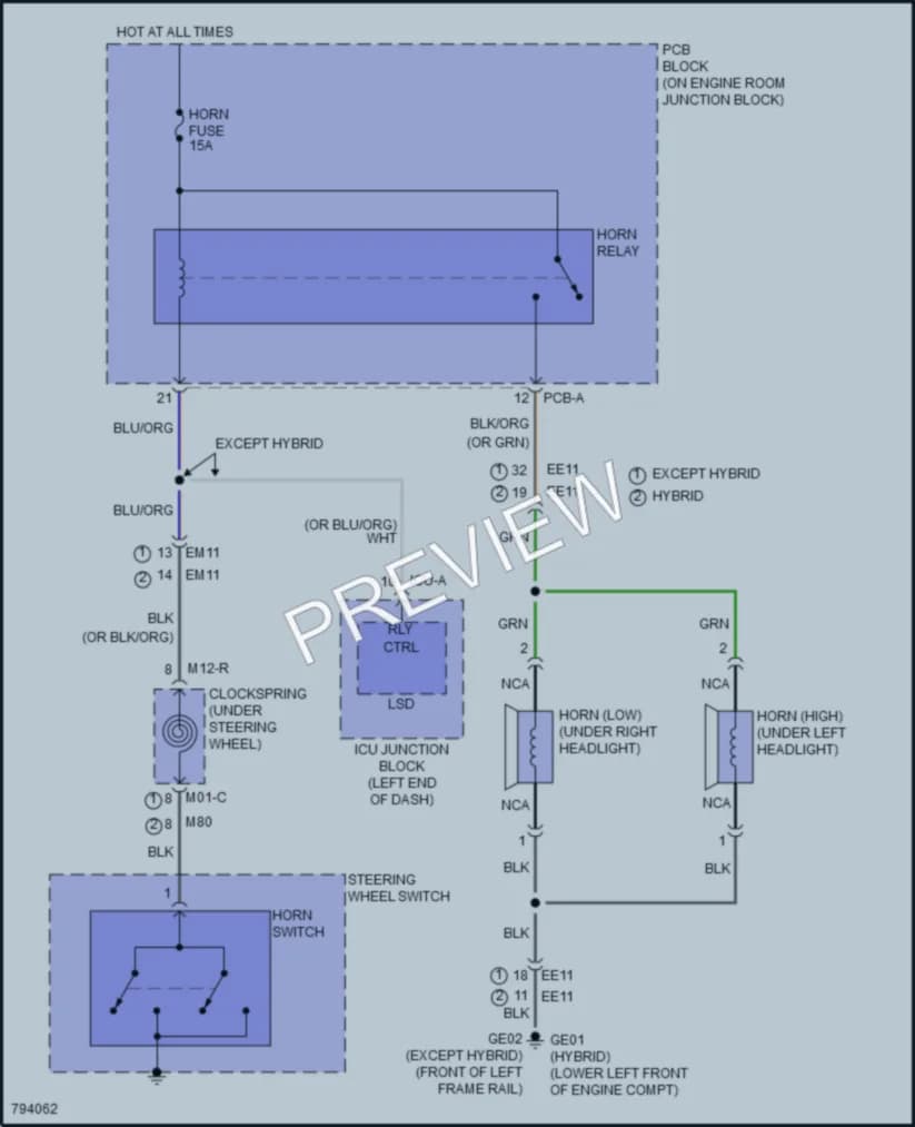 2022 Hyundai SantaFe Horn wiring diagram preview