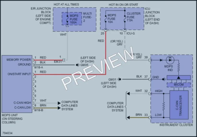 2022 Hyundai SantaFeHybrid Electronic Power Steering wiring diagram preview