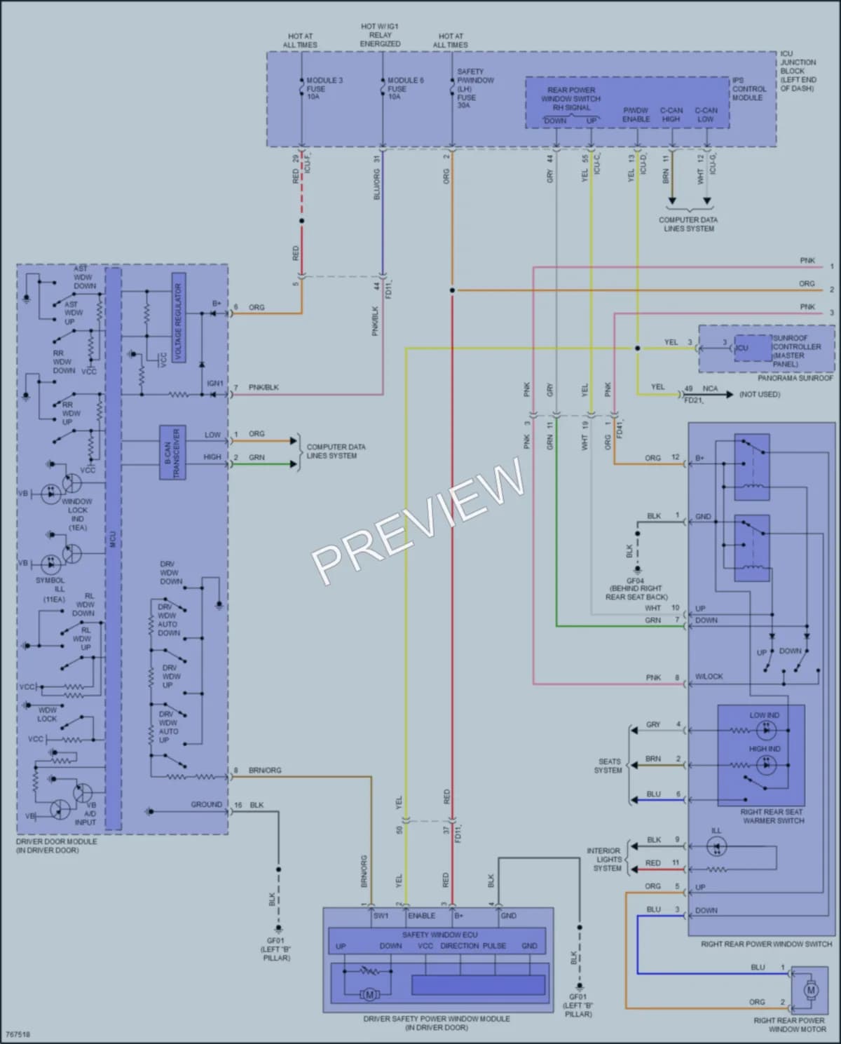 2022 Hyundai Sonata Power Windows wiring diagram preview