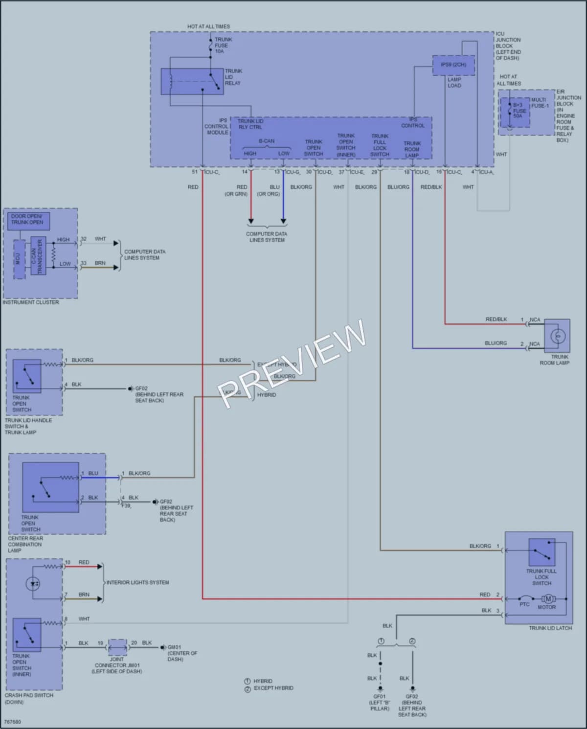 2022 Hyundai Sonata Trunk Tailgate Fuel Door wiring diagram preview