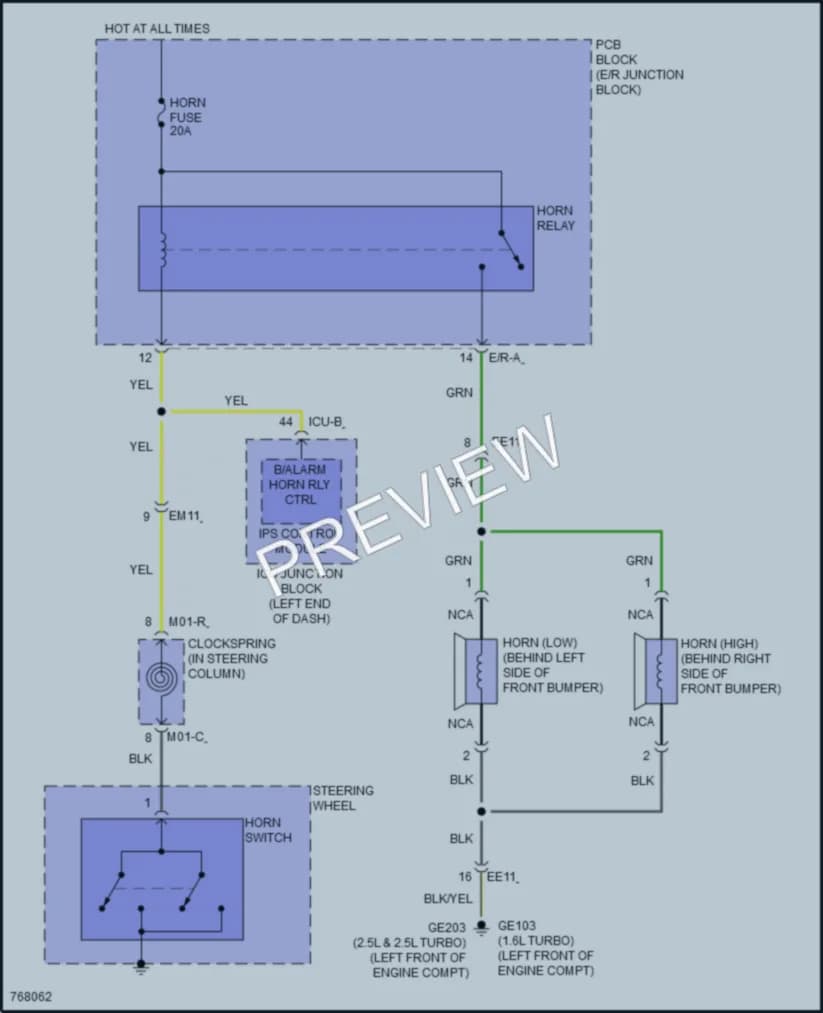 2022 Hyundai SonataHybrid Horn wiring diagram preview