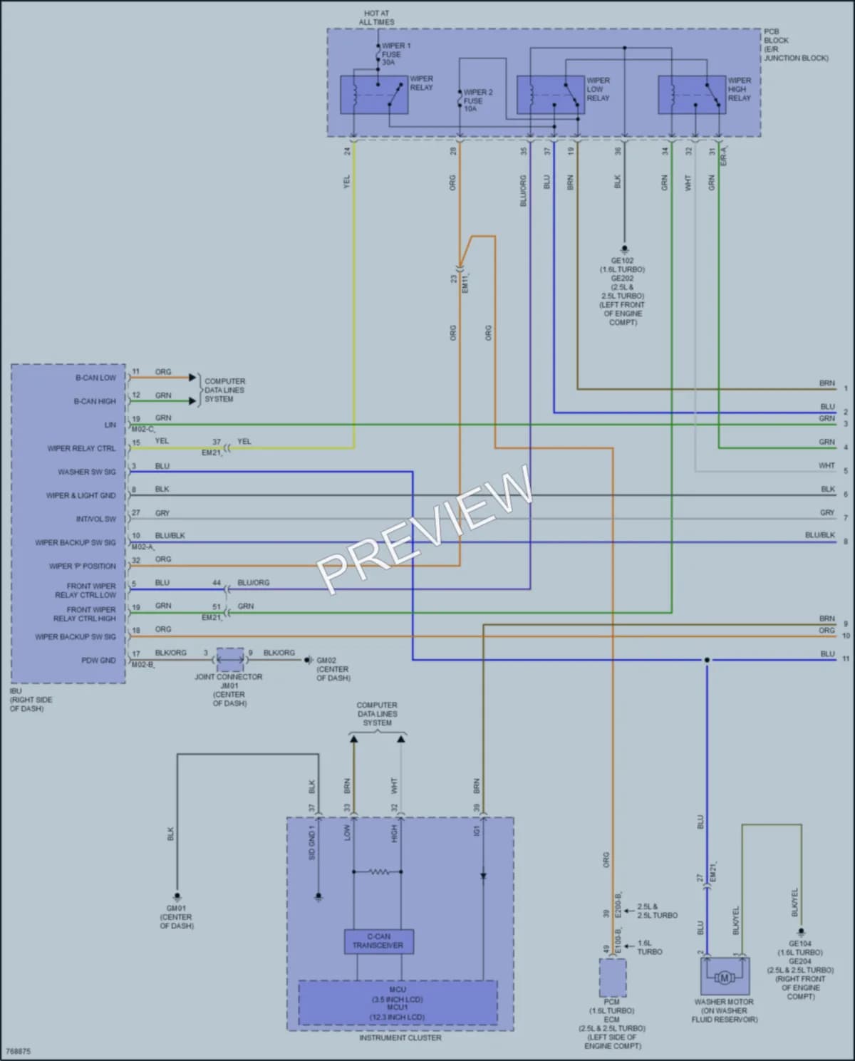 2022 Hyundai SonataHybrid Wiper Washer wiring diagram preview