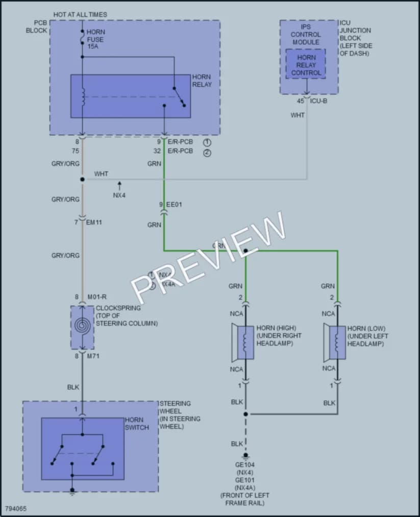 2022 Hyundai Tucson Horn wiring diagram preview