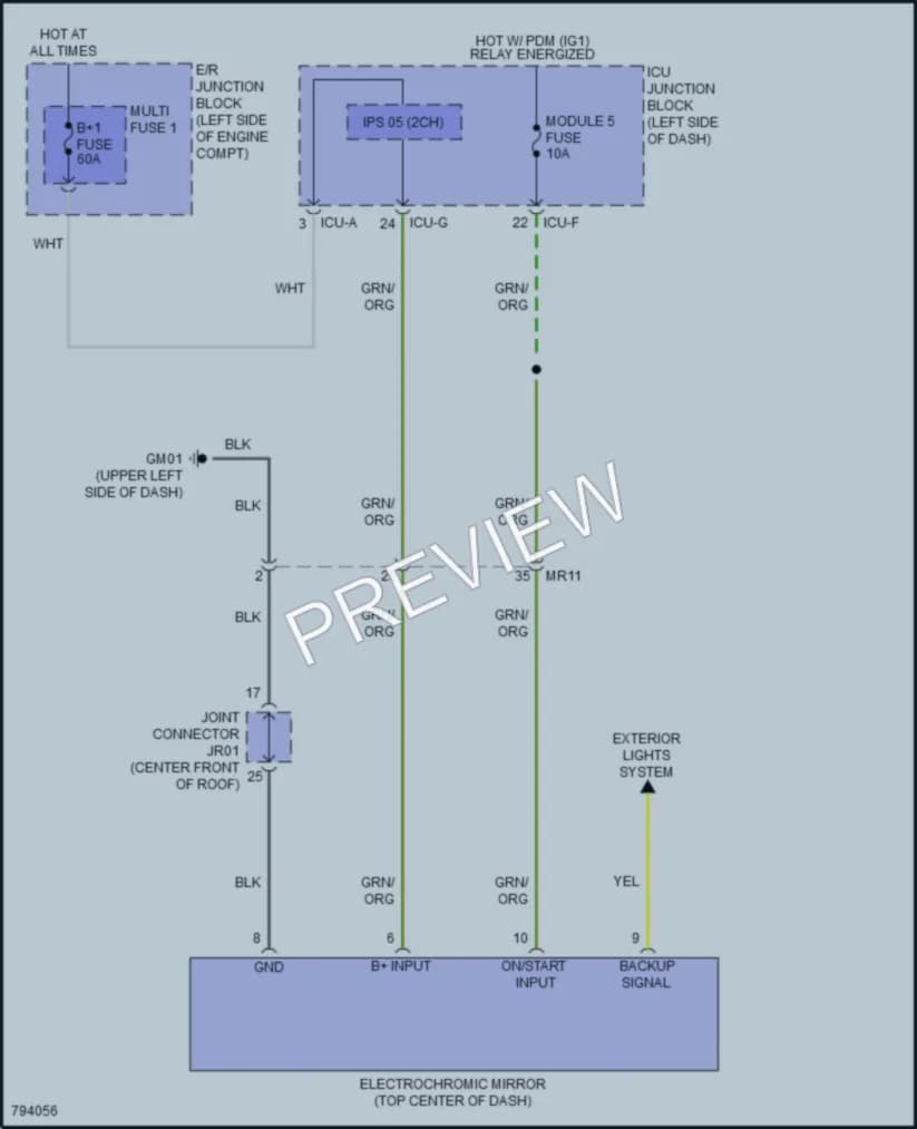 2022 Hyundai Tucson Power Mirrors wiring diagram preview