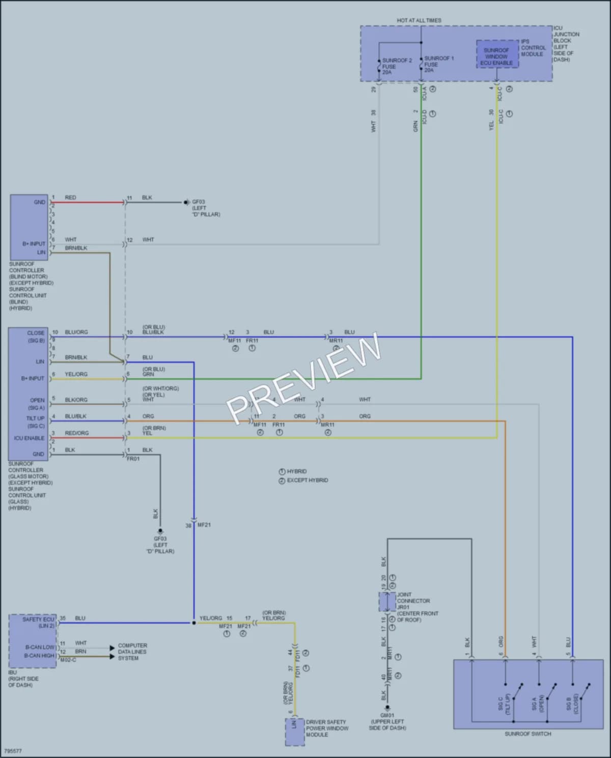 2022 Hyundai TucsonPlugIn Power Top Sunroof wiring diagram preview