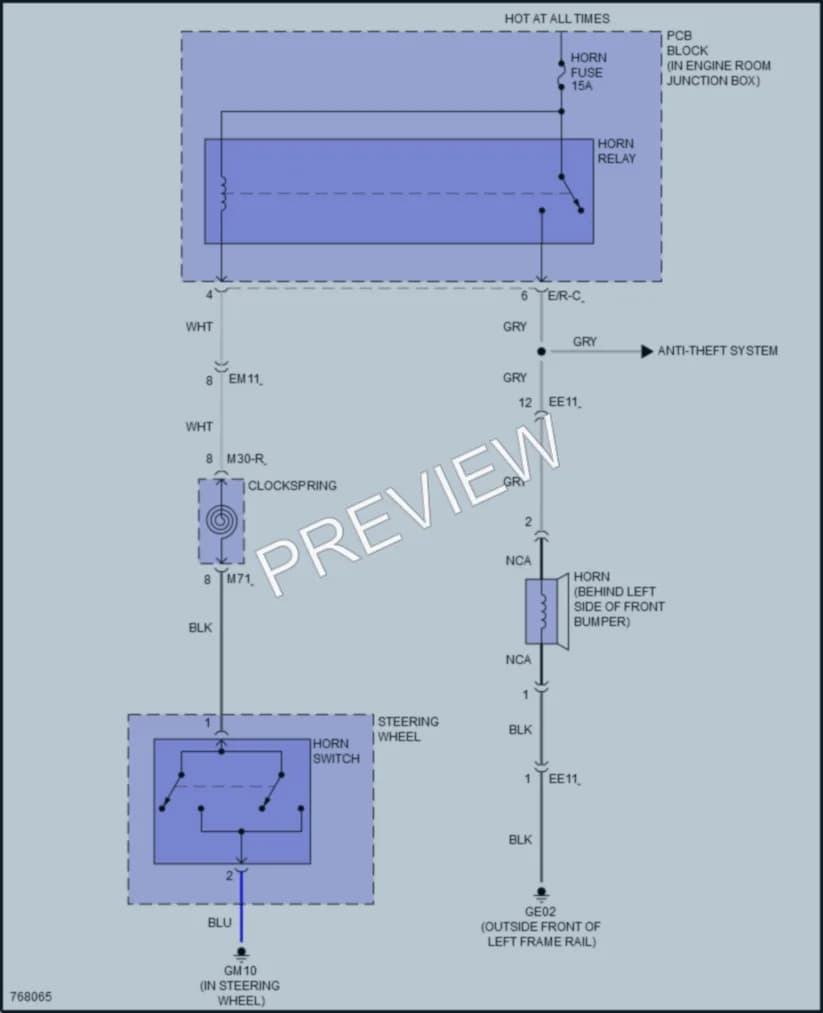 2022 Hyundai Veloster Horn wiring diagram preview