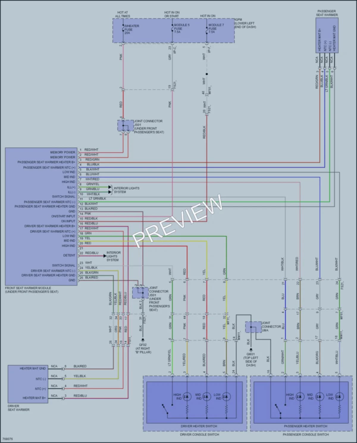 2022 Hyundai Veloster Power Seats wiring diagram preview