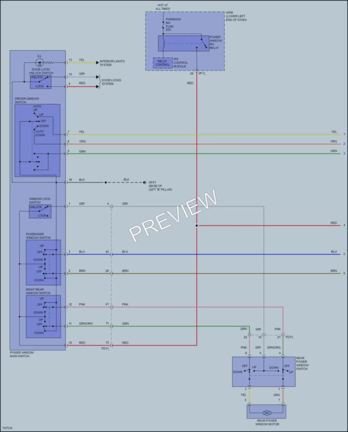 2022 Hyundai Veloster Power Windows wiring diagram preview
