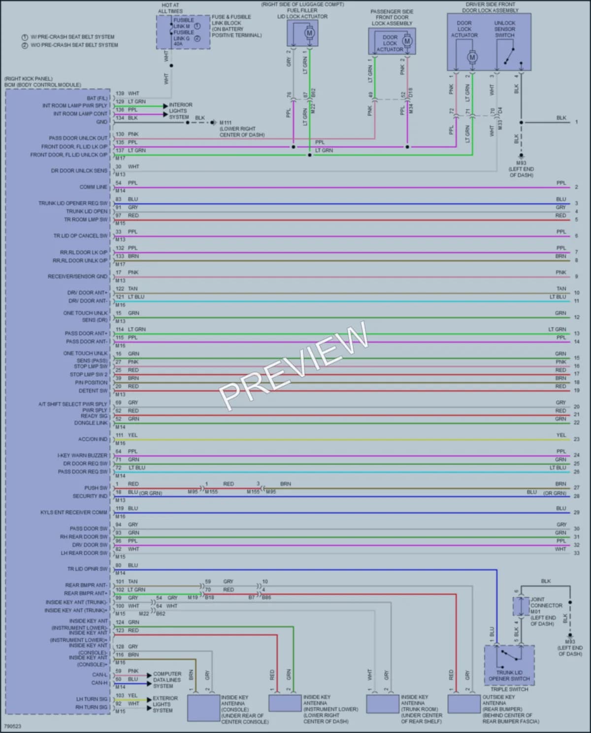 2022 Infiniti Q50 Power Door Locks wiring diagram preview