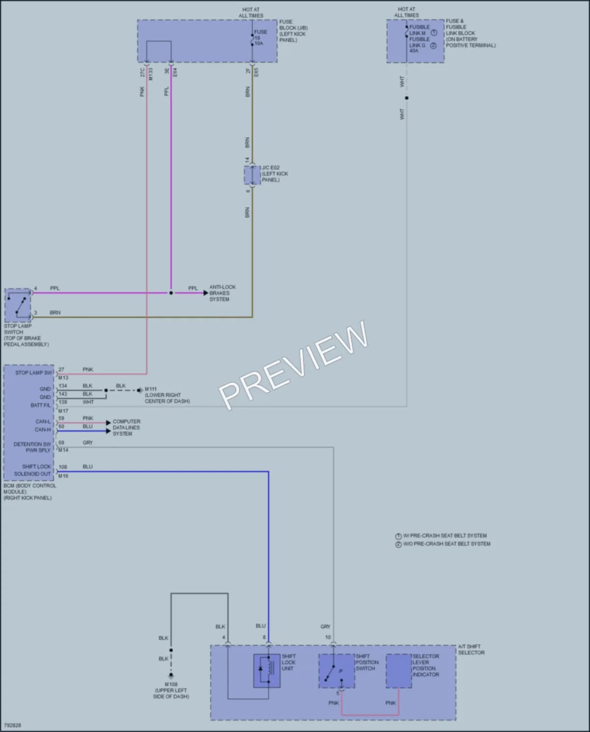 2022 Infiniti Q50 Shift Interlock wiring diagram preview