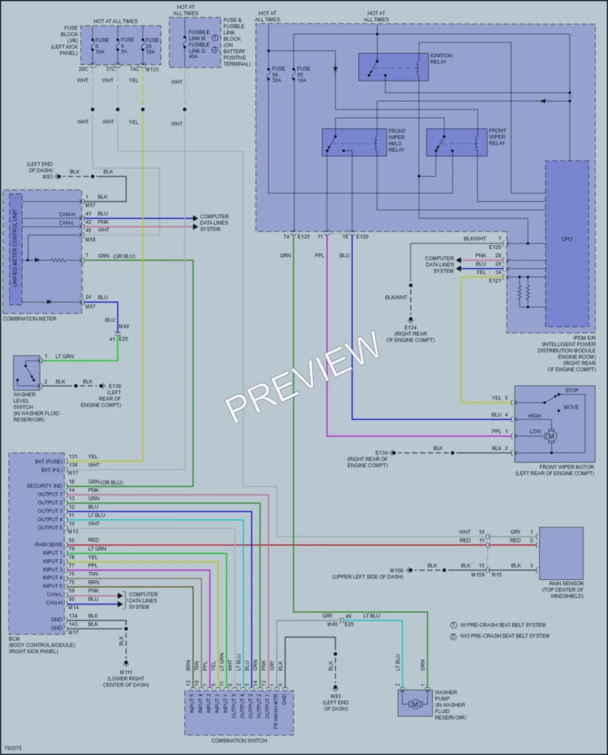 2022 Infiniti Q50 Wiper Washer wiring diagram preview
