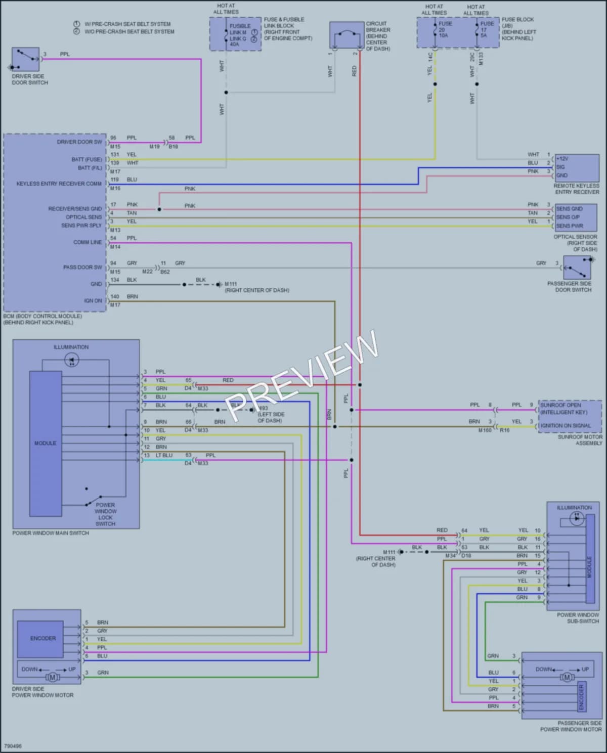 2022 Infiniti Q60 Power Windows wiring diagram preview