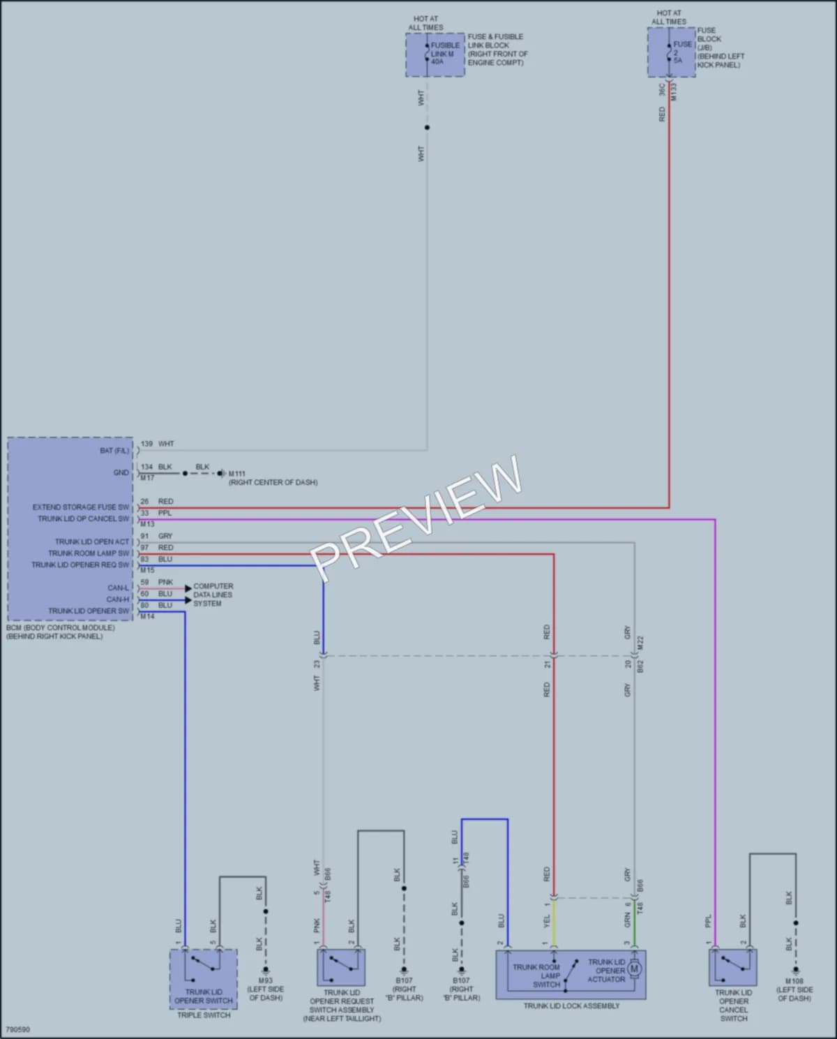2022 Infiniti Q60 Trunk Tailgate Fuel Door wiring diagram preview
