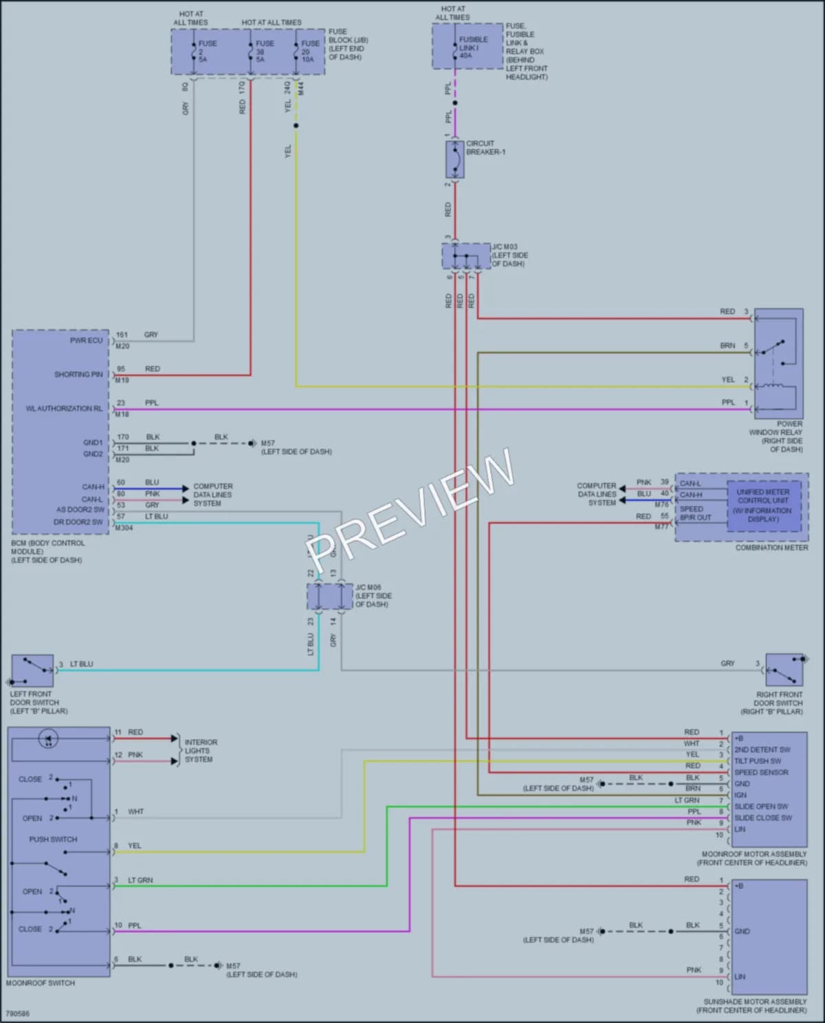 2022 Infiniti QX50 Power Top Sunroof wiring diagram preview