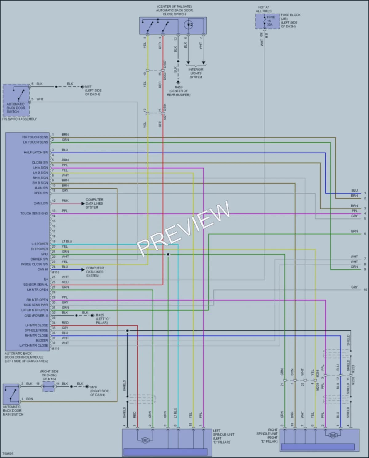2022 Infiniti QX55 Trunk Tailgate Fuel Door wiring diagram preview