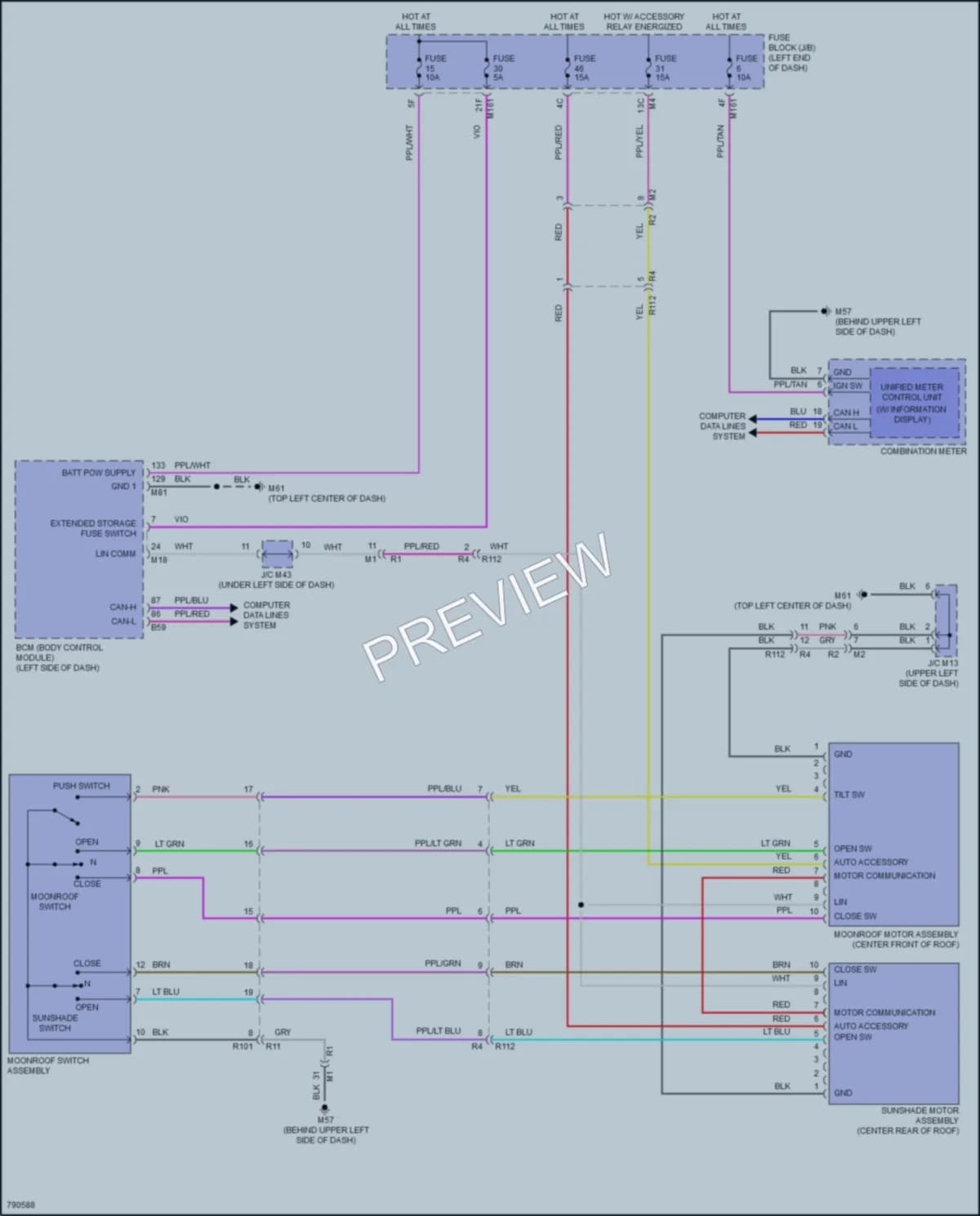 2022 Infiniti QX60 Power Top Sunroof wiring diagram preview