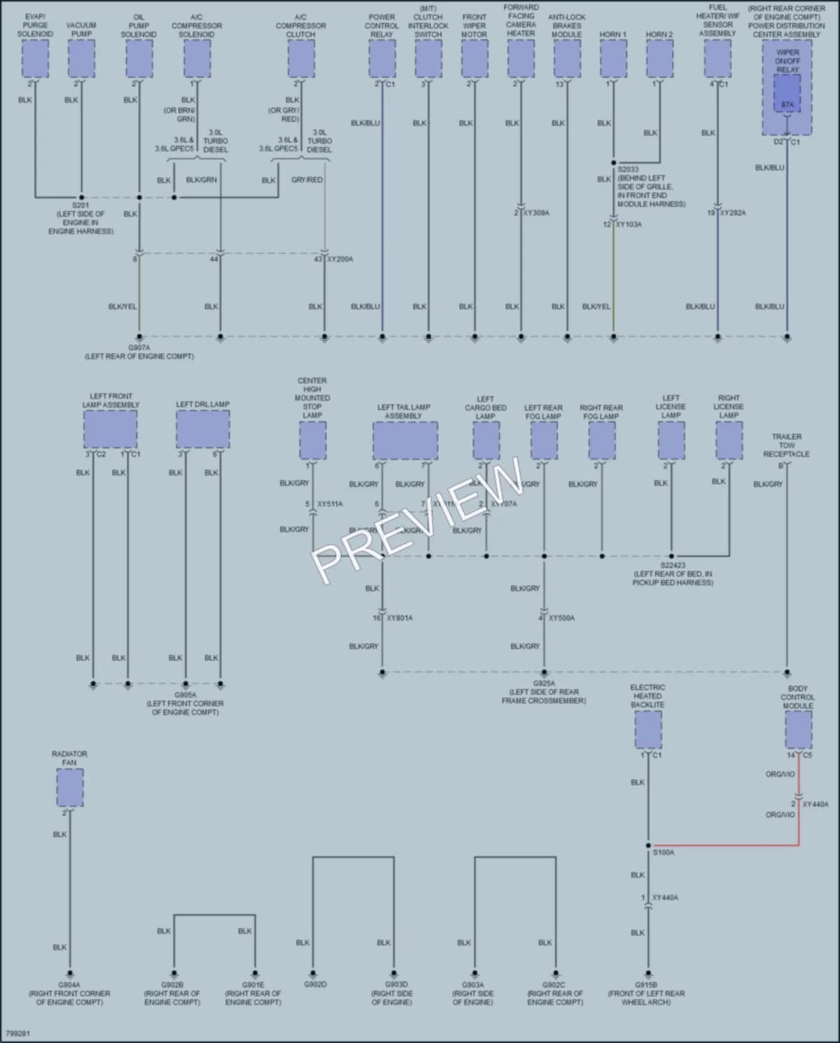 2022 Jeep Gladiator Ground Distribution wiring diagram preview