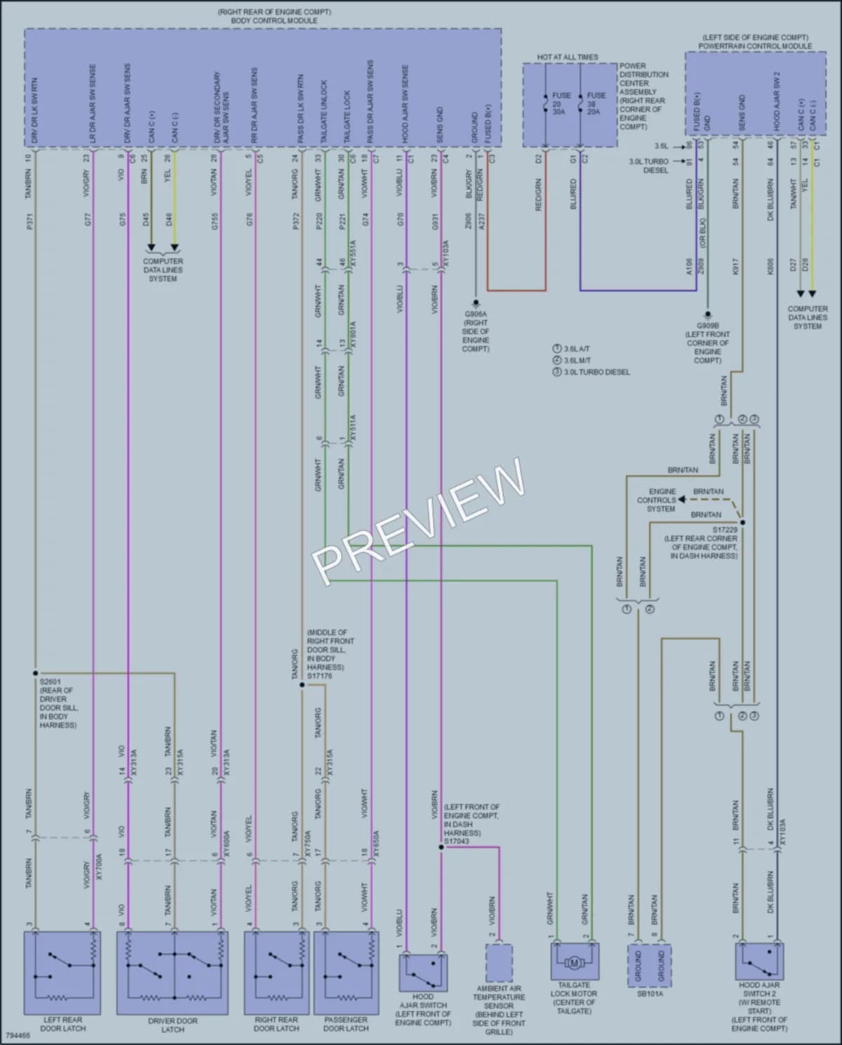 2022 Jeep Gladiator Power Door Locks wiring diagram preview