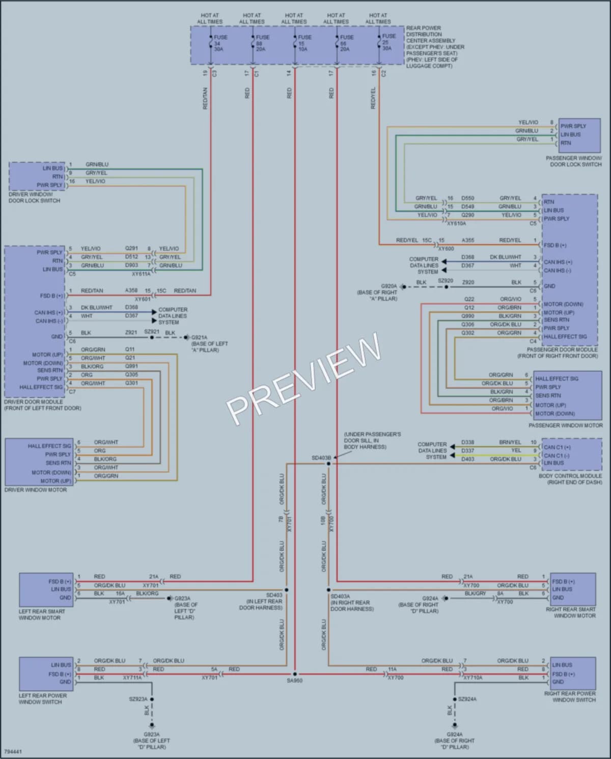 2022 Jeep GrandCherokee Power Windows wiring diagram preview