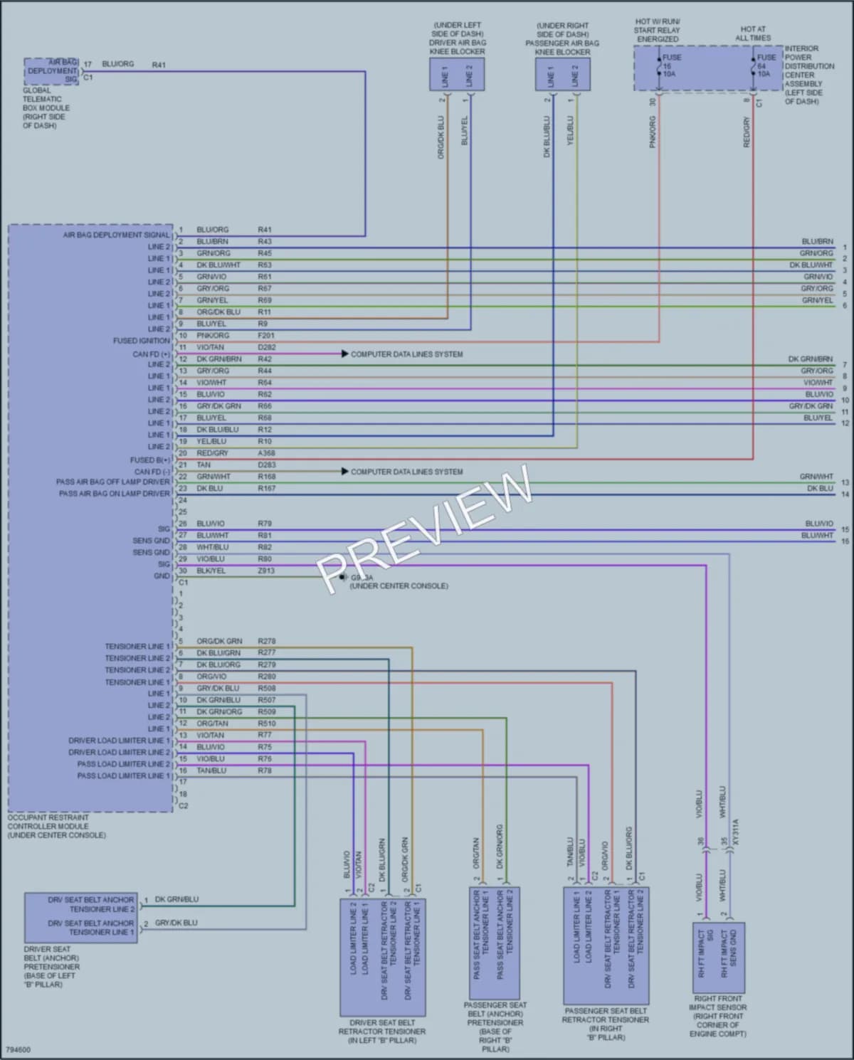 2022 Jeep GrandCherokee Supplemental Restraints wiring diagram preview