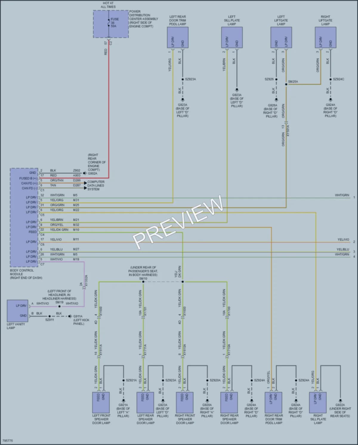 2022 Jeep GrandCherokeeL Interior Lights wiring diagram preview