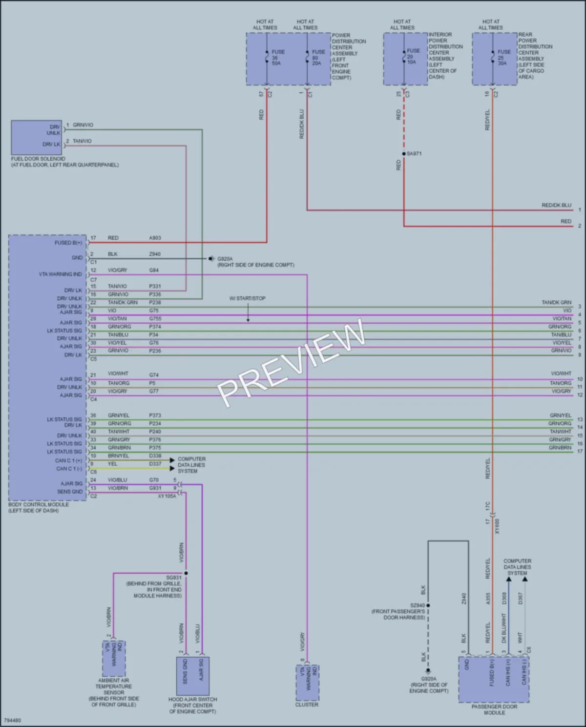 2022 Jeep GrandWagoneer Power Door Locks wiring diagram preview