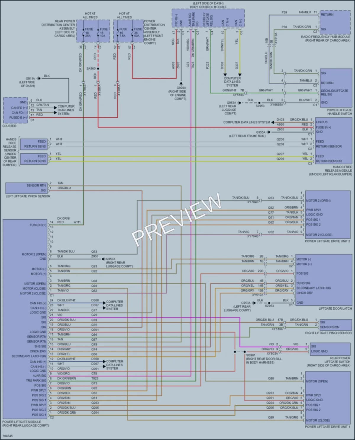 2022 Jeep GrandWagoneer Trunk Tailgate Fuel Door wiring diagram preview