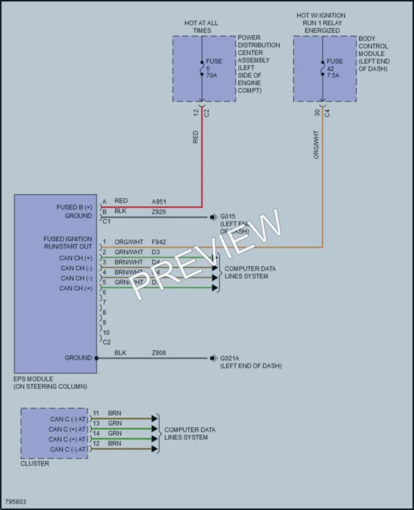 2022 Jeep Renegade Electronic Power Steering wiring diagram preview