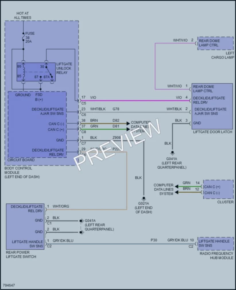 2022 Jeep Renegade Trunk Tailgate Fuel Door wiring diagram preview