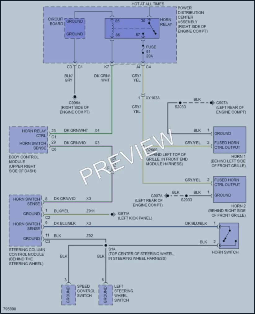 2022 Jeep WranglerUnlimited Horn wiring diagram preview