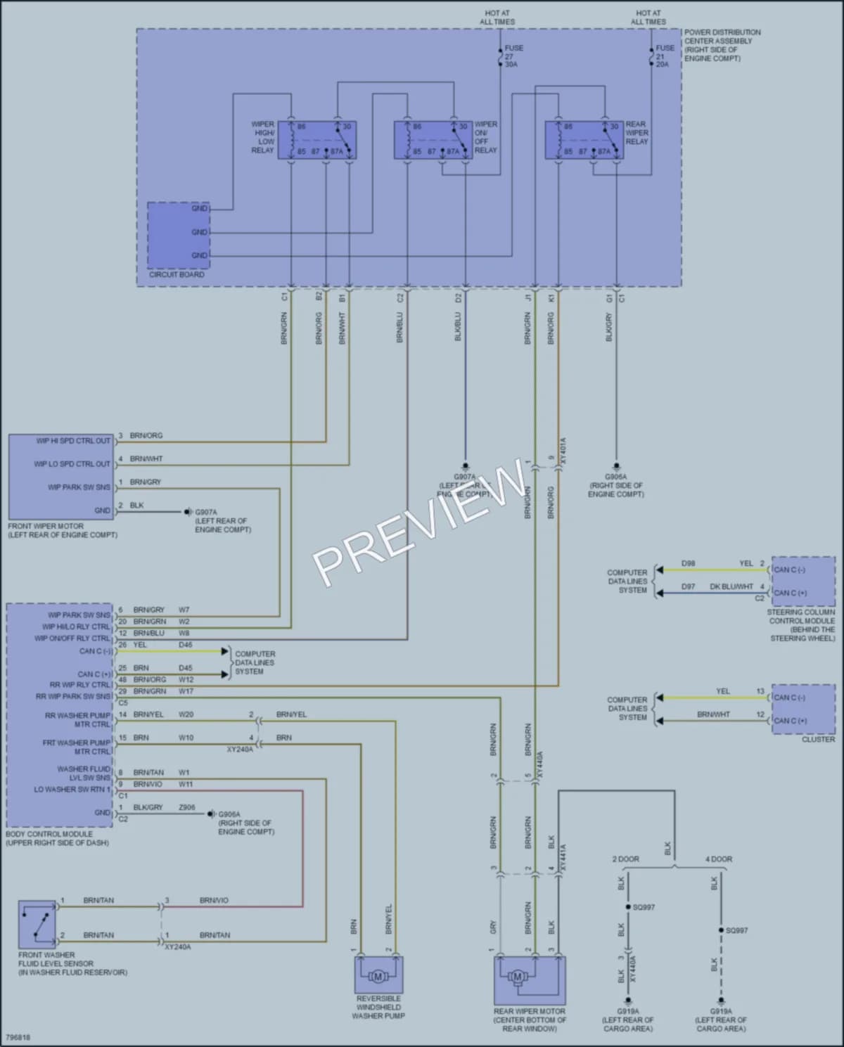 2022 Jeep WranglerUnlimited4XE Wiper Washer wiring diagram preview
