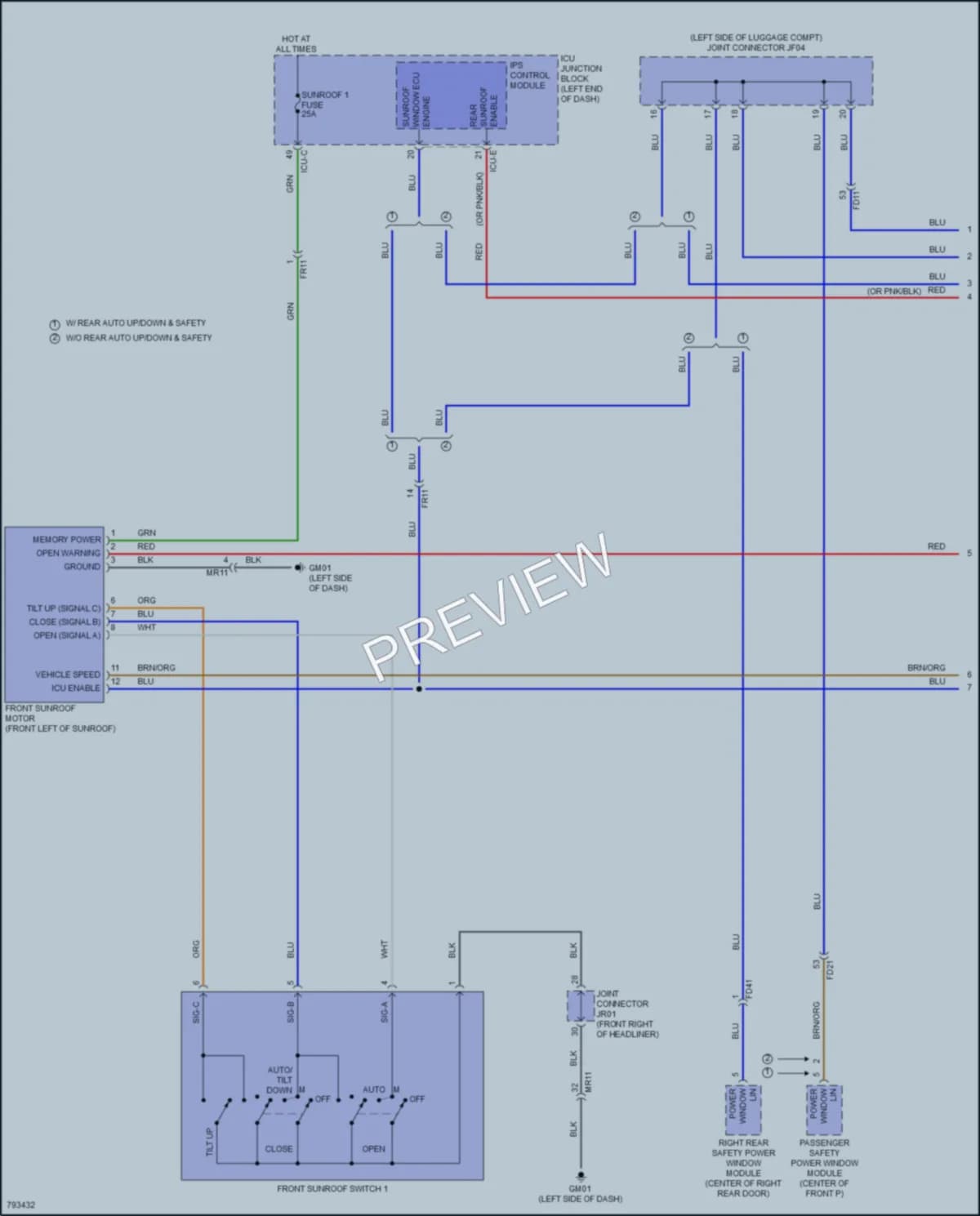 2022 Kia Carnival Power Top Sunroof wiring diagram preview