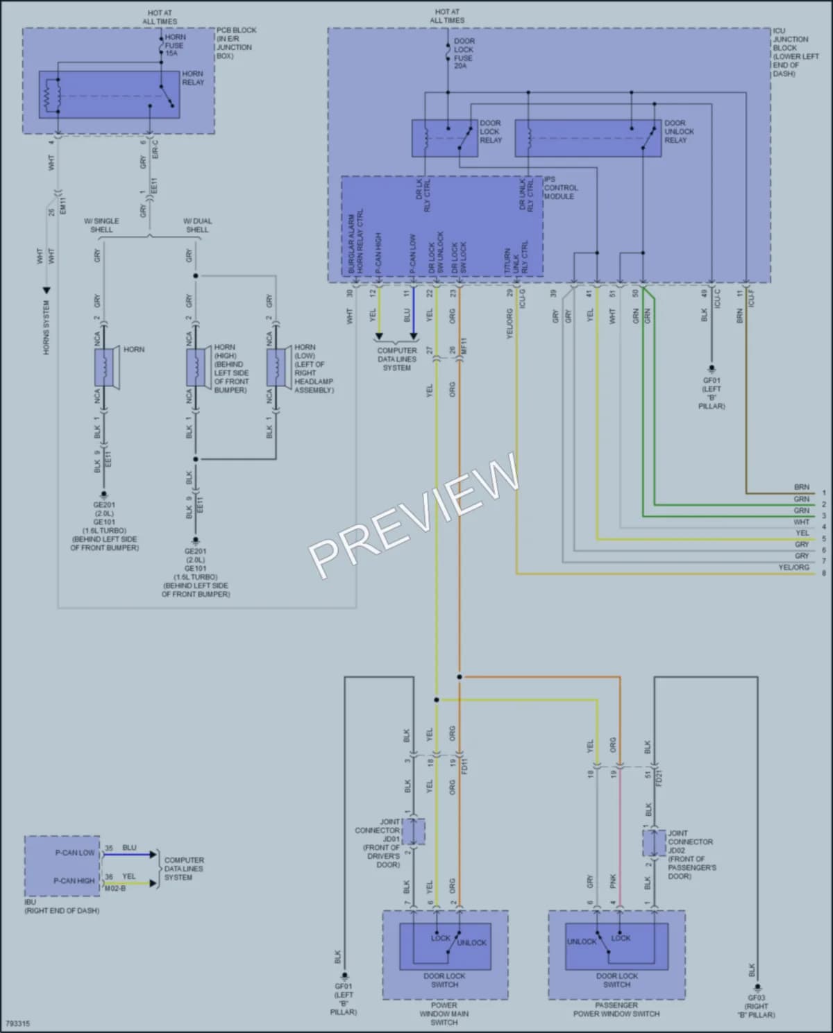 2022 Kia Forte Power Door Locks wiring diagram preview