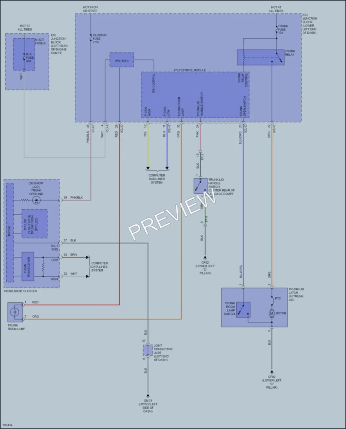 2022 Kia Forte5 Trunk Tailgate Fuel Door wiring diagram preview