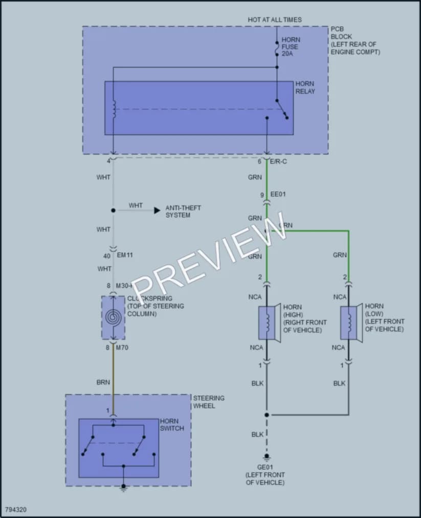 2022 Kia Niro Horn wiring diagram preview