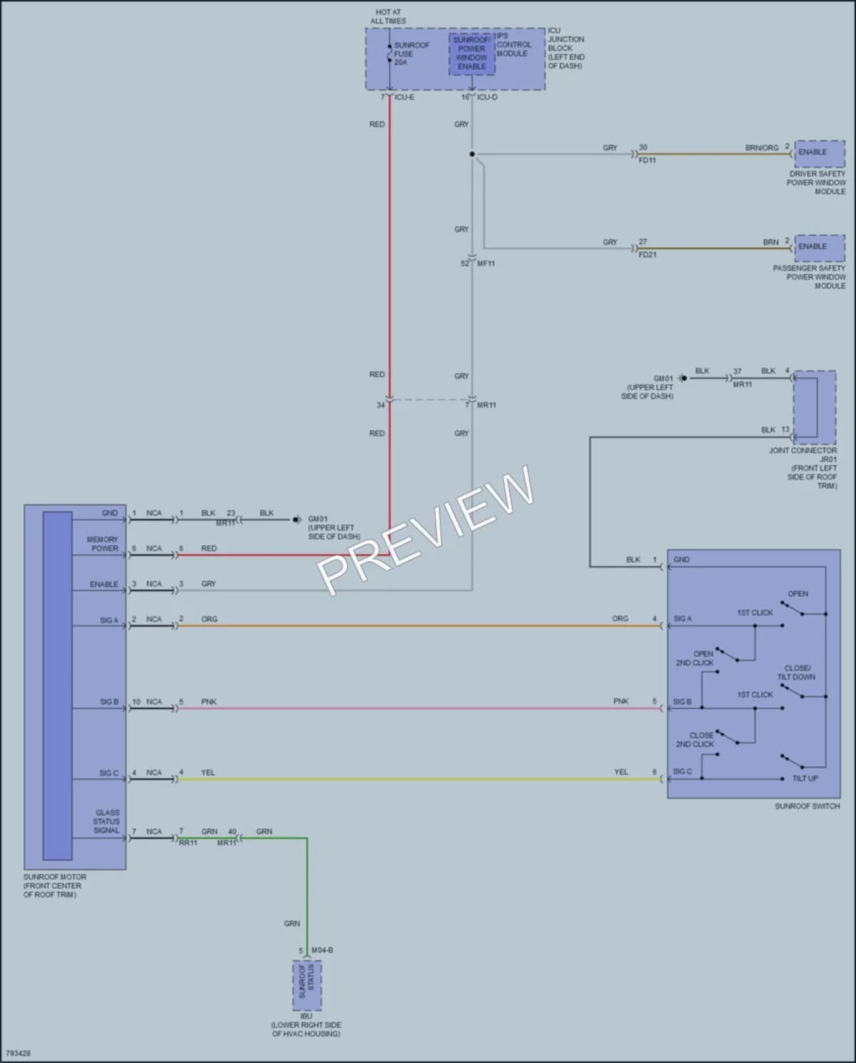 2022 Kia Soul Power Top Sunroof wiring diagram preview