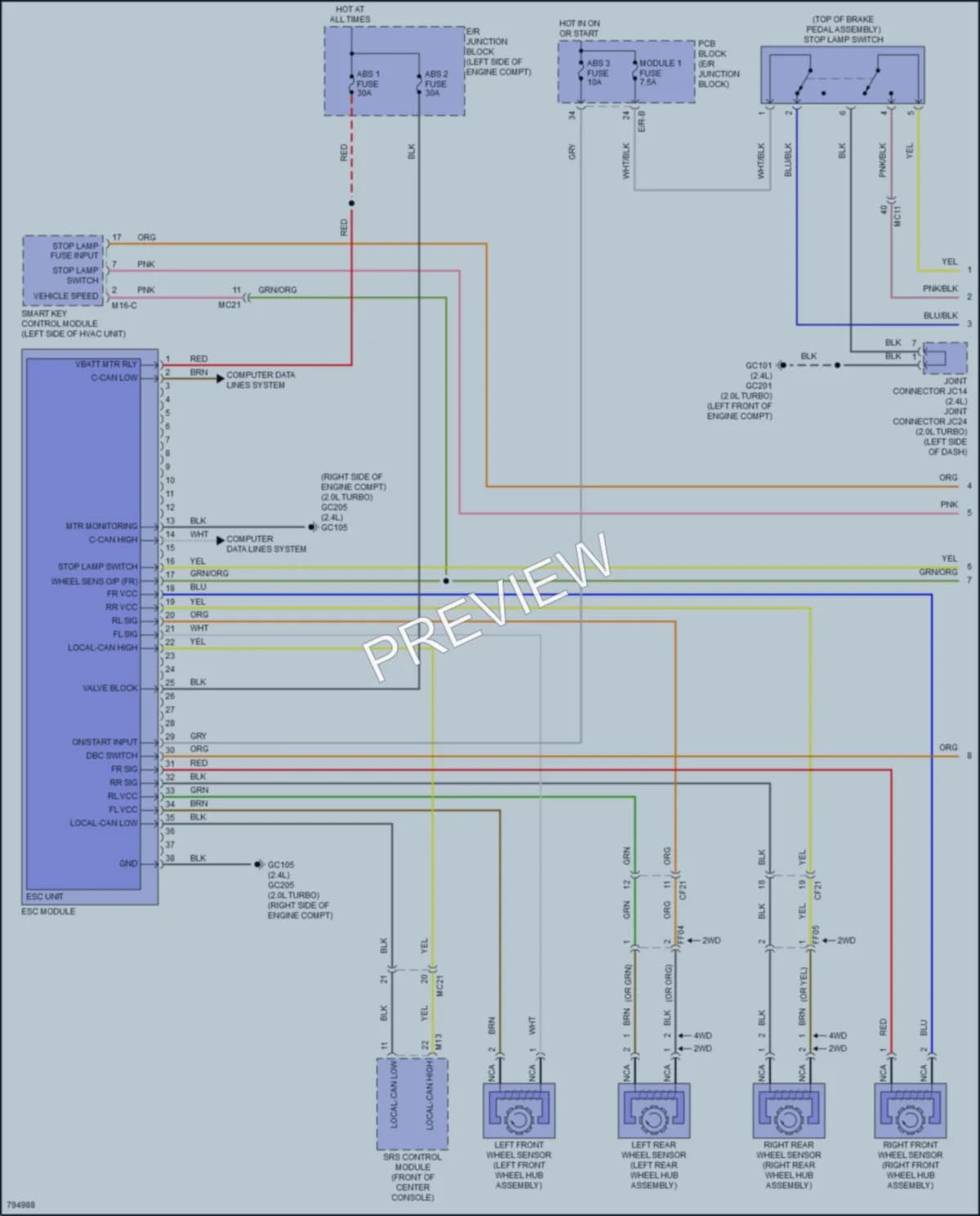 2022 Kia Sportage Anti Lock Brakes wiring diagram preview