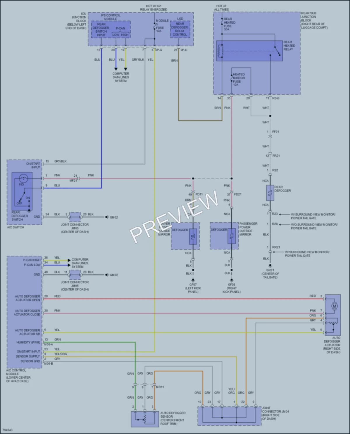 2022 Kia Stinger Defoggers wiring diagram preview