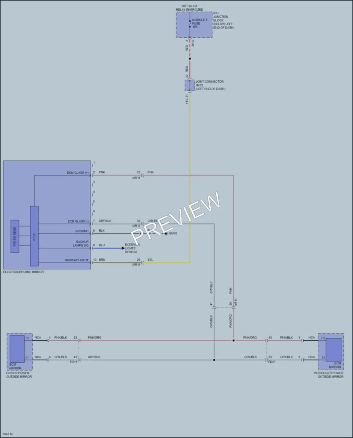 2022 Kia Stinger Power Mirrors wiring diagram preview